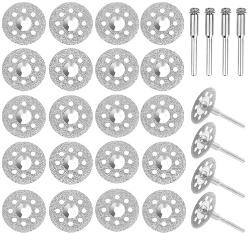 20 Pezzi Mini Dischi da Taglio Diamantati, Lama Diamantata, Diamante Dischi Taglio con Gambo da 3 mm per Tagliare Pietra, Vetro, Ceramica