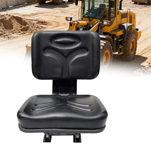 Siège de Tondeuse à Gazon Noir à Dossier Bas, Siège de Tracteur Compact à Suspension Étroite, Assise Fixe, Largeur 37 cm