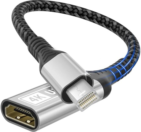 Sewowibo Mini DisplayPort a HDMI,Adaptador Mini DisplayPort a HDMI,Mini DisplayPort (Thunderbolt 2) a HDMI 4K,unidireccional,Compatible con MacBook Air/Pro,XPS,Surface Pro/Dock,Monitor y proyector.