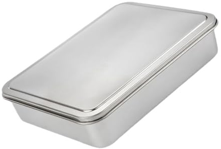 SOLUSTRE Tortiera in Acciaio Inox Teglia da Forno Coperchio per Dolci e Snack Scatola per Bomboniere Uso Domestico Dimensione Grande
