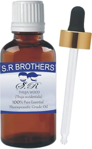 SR Thuja Wood (Thuja Occidentalis L) Essential Oil 30ML for Aromatherapy, Diffuser, Humidifier and Massage, Amber Bottle with Drooper