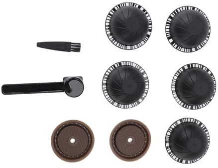 Jeffergarden Återanvändbara Kaffekapslar Silikon- och Plastpåfyllningsbara Kaffekapslar 5 Tomma Kapslar 2 Lock Skedborste för Gör-det-själv-bryggning och Daglig Användning med Nestle (Svart)