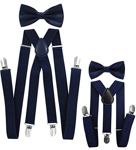 axy Vater-Sohn Partnerlook Hosenträger mit Fliege Set für Herren-Damen-Kinder 1-7 Jahre alt Fotoshooting Familien Outfit