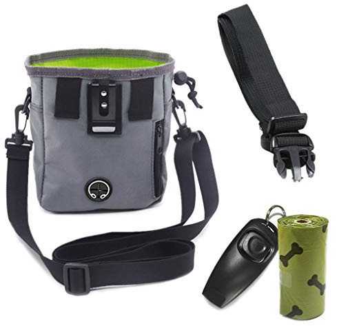 Leckerli-Tasche für Hunde, leicht, für Haustiere, mit Clicker und umweltfreundlichen, biologisch abbaubaren Hundekotbeutel, große Kapazität, zur Aufbewahrung von Lebensmitteln