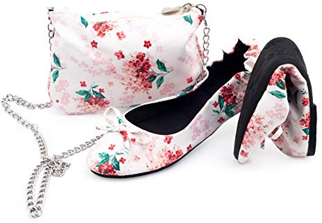 CATMOTION Morning Flower Scarpe Pieghevoli Borsetta per Ragazze (35/36 EU, 2.5/3.5 UK)