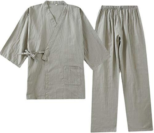 un-brand Traje de Pijama Antiguo de algodón Hanfu de Kimono japonés para Hombre, Ropa Zen de Talla Grande, Ropa taoísta (Talla L, Z)