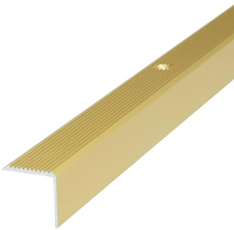Dalsys Treppenkantenprofil 100cm x 20mm x 20mm Gold Aluminium | Kantenschutzprofil für Treppenstufen, rutschhemmend, Schraubmontage, Trittschutz