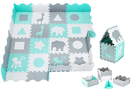 Moby-System Tappeto Puzzle Bambini 150 x 150 cm - Tappetino da Gioco per Neonati e Bambini, Materiale Atossico e Inodore, Supporta Sviluppo Motorio e Primi Passi, Superficie Lavabile - Pmf-2