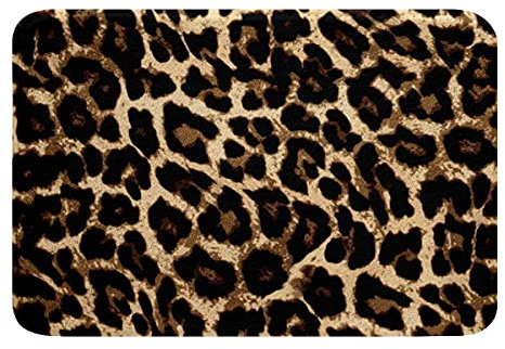 Leopard Drucken Badematte 50x80cm Afrika Gepard Drucken Saugfähig rutschfest Badezimmerteppich Safari Tiermuster Plüsch Wohnzimmer Badvorleger Schwarz Braun Leopard Modern Zottelig Badteppiche