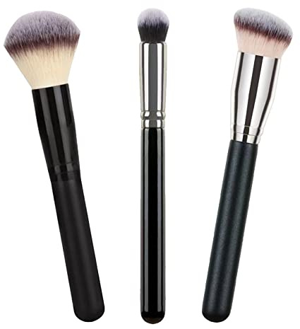 3 Pcs Makeup Brushes for Foundation, Concealer, Blush - Liquid Cream Flawless Powder Brush for Blending, Buffing, Sculpting Cosmetics