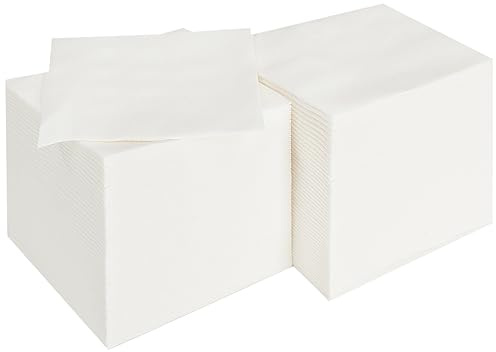 JEBBLAS Cocktail-Servietten Einweg-Getränke-Servietten, leinenähnlich, quadratische Servietten, Party oder Hochzeit, 20 x 20cm (200 Stück, weiß)