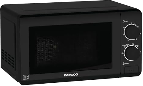 Daewoo Manual Microwave, 20 Litres, 700W, 6 Power Settings Including Defrost, 30 Minute Timer, Cooking End Signal, Viewing Door With Push Open Button, Black