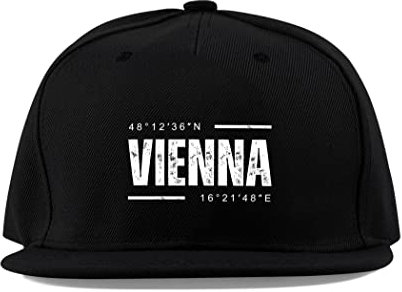 Maikomanija Vienna Coordinates Austria City Baumwolle Flaches Visier Fullcap Baseball Cap Trucker Mütze Unisex Sport Atmungsaktiv, Schwarz , One size