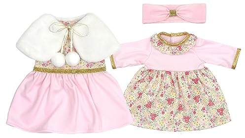 ZWOOS 2er-Pack Puppenkleidung 35-43 cm, stilvolles Baumwollkleid für New Born Baby Puppen, Geschenke für Mädchen, Kinder
