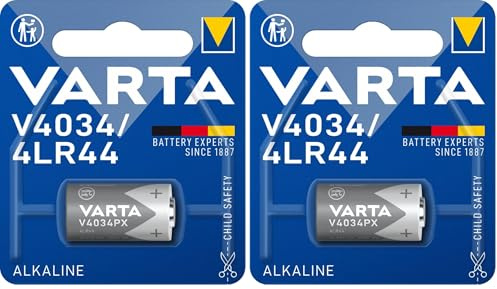 Varta Batteries Electronics V4034PX/4LR44 Alkaline Battery 1-Pack, Battery in Original Blister Pack of 1 (Lot de 2)