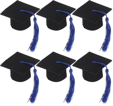 6 Pcs Mini Graduation Cap Wine Bottle Decor, Bottle Toppers with Tassels Decorative Fun and Cute Party Decoration for Graduation, Bars, Clubs, Restaurants