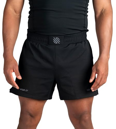 Sanabul Herren BJJ Shorts | MMA, BJJ, Kickboxen Shorts | Schwarz/Dunkelgrau, Mittel