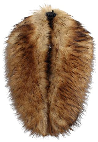 Cihdmfb Fellkragen Damen Kunstpelz Warme Kragen Pelzkragen mit Jacken Schals Pelz Winter Warme Pelzkragen Kunstfell Kunstpelz Fell Kragen Pelzschal Cape Umhang Schal für Kapuze(C B)