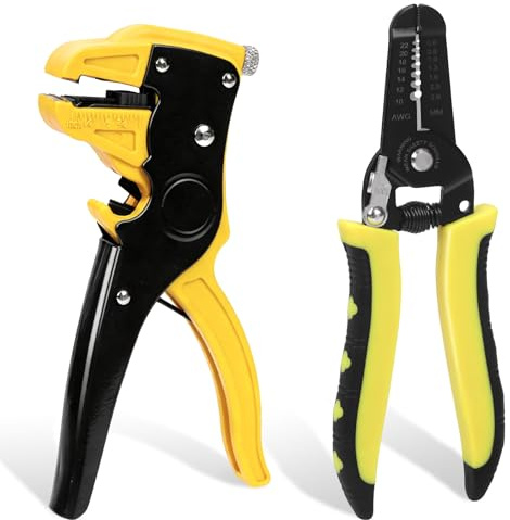 Swpeet 2Pcs 6.7 Inch Automatic Wire Stripper and Cutter with 10-22 AWG 7 Inch Wire Stripping Tool, Professional 2 in 1 Adjustable Electrical Cable Wire Stripping Tool for Automotive Repair