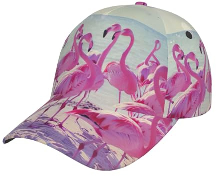 DRTGEDS Within The Tides Dad Golfmütze, Unisex-Baseballkappe, verstellbare Polomütze für Herren und Damen, Sportmütze, Flock of Pink Flamingos on the Beach, Einheitsgr��e