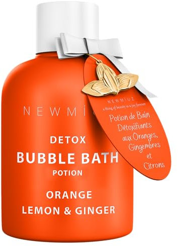 Natural Detox Bubble Bath - Long Lasting Citrus Bubble Bath -Foaming Soak - Orange Ginger Lemon Essential Oils Hydrating Relaxing - Stress Relief - Self Care Spa Gift Women Men Birthday Christmas