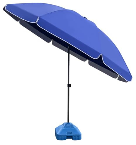 DGSYUAN Sonnenschirm Im Freien Sonnenschirm Für Den Außenbereich, Strandschirm Mit Sockel, Außenschirm Für Die Gartenterrasse Am Pool Gartenschirm(Blue,2.4M/7.9ft)