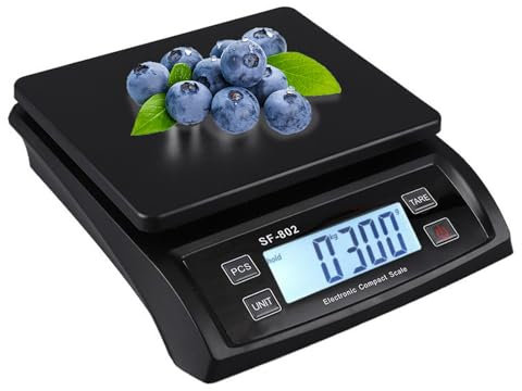 Waage küchenwaage groß Edelstahl Digitalwaage 30 kg Food Scale mit LCD Display Obstwaage Digitale Küchenwaagen mit Zähl Tara Funktion Lebensmittelwaage zum Kochen von Brot (Schwarz)