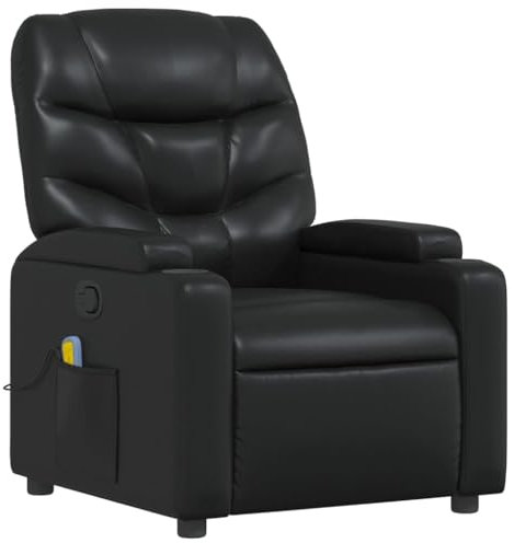 KOIECETA Massagesessel Sessel Verstellbare Rückenlehne Fernsehsessel Relaxsessel mit Vibrationsfunktion Liegesessel Polstersessel Ruhesessel Schwarz Kunstleder