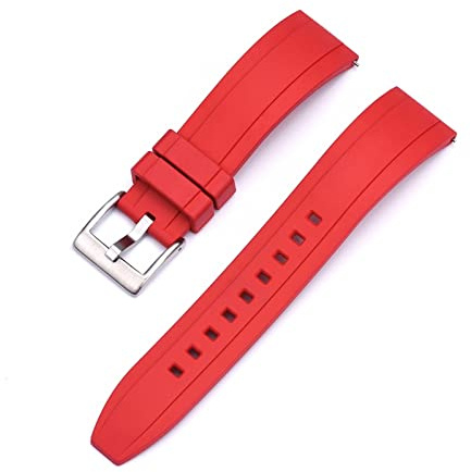 HASGTFM Fluorkautschukarmbands Schnellspanner Watch Strap 20mm 22mm 24mm Männer Damen Tauchuhren Zubehör(Red,22mm)