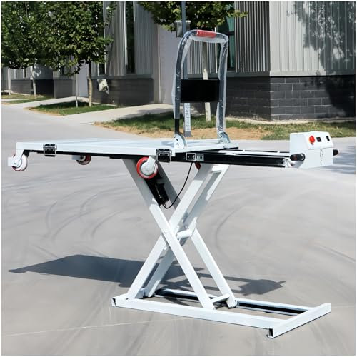 SAIYERUS Hydraulischer Hubwagen, hydraulischer Hubtischwagen, Mobile hydraulische Scherenhebebühne, Kleiner Pritschenwagen, 300 kg Tragkraft, 110 cm Hubhöhe, elektrischer Scherenhubtisch