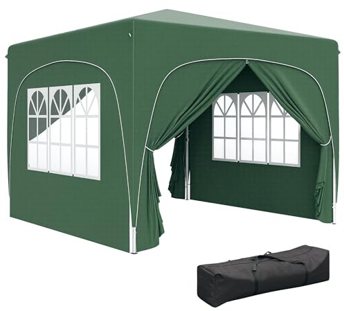 Outsunny 3 x 3(m) Pop Up Gazebo with Sides, Carry Bag, UPF50+, Dark Green