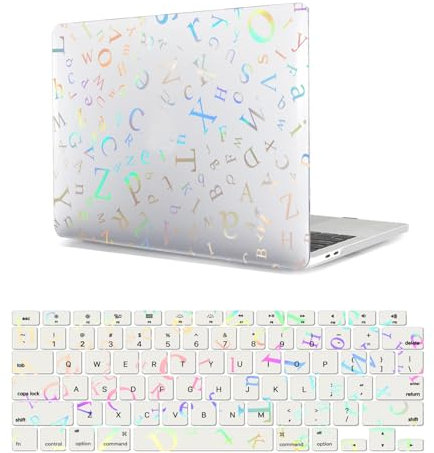 HLAAJJX Hülle für Neues MacBook Air 13 Zoll M1 Case Retina Display Touch ID A1932 A2179 A2337 2020 2019 2018, Plastik Hartschale Schutzhülle & EU QWERTY Tastaturschutz,Buchstabe