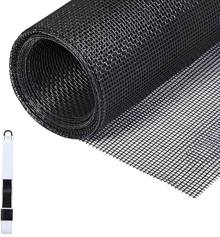 Fillis Rete Zanzariera Finestre, 150x300cm Zanzariera Telo Ricambio in Fibra di Vetro Zanzariera Rotolo Ricambio con spazzola per la pulizia, Zanzariera in Garza per Finestre Porte, Nero