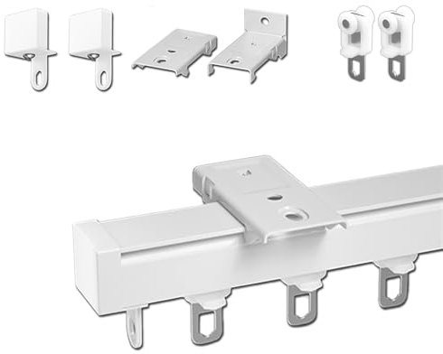 Robusto Binario per Tende Da Esterno Bastone Binario A Soffitto In Alluminio, Binario per Tende A Soffitto In Alluminio, Bastoni Binari per Tende per Finestre e Tende Divisorie, Bianco/Nero/Champagne(