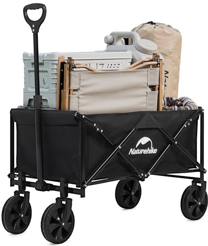 Naturehike Zusammenklappbarer Wagen mit Rädern, faltbar, 136 kg Strandwagen, tragbarer robuster Gartenwagen, große Kapazität, Mehrzweckwagen für Einkaufen, Camping, Garten, Sport, Lebensmittel