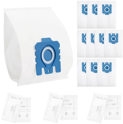 10 Pack GN 3D Efficiency Dust Bags Compatible with Miele GN | Classic C1 Complete C2 Complete C3 S2 S5 S8 S400 Series, 3 Motor Protection Filter, 3 Exhaust Filter
