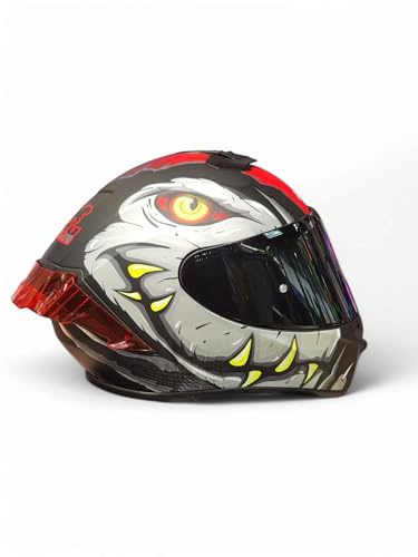 Casco Moto NZI Trendy 3 Stream Raptor Grey Red Mate - Casco de Moto Integral con Pantalla Oscura + Transparente + Spoiler ECE 22.06 - Unisex Hombre y Mujer (L)