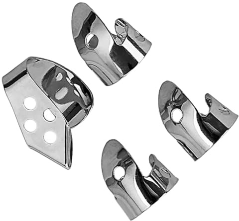 Yardwe 4 Stück Metall Daumenplektren und Fingerpicks für Gitarre mit Praktischem Ersatz Silberfarbene Modische und Einfache Auswahl für Akustische und Bassgitarren