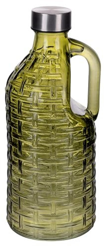 Villa d'Este Home Tivoli 1996 Set 3 Bottiglia acqua 1l in vetro con impugnatura, tappo in plastica PP e acciaio inox, Cedro Pedro