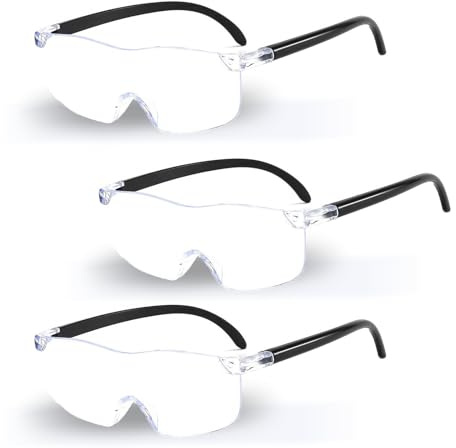 Xetpc 3 Pcs 300%, 500%, 800% Magnifying Glasses, 3x, 5x, 8x Magnifying Vision Hands-Free Magnifying Spectacles, Non-Illuminated Eyeglasses for Reading, Crafts and Close Work