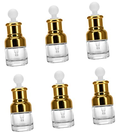 LOLIPPYY 6pcs Essential Oil Dropper Bottles Perfume Glass Bottles Pipette Refillable for Travel