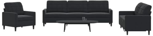 Qnhdfrt 4-teilige Sofagarnitur Schwarz Samt mit Sessel, Zweisitzer Sofa, Dreisitzer Sofa und Fußhocker – Modernes Design, Bequemes Sitzerlebnis, Robustes Metallgestell für Wohnzimmer und Balkon