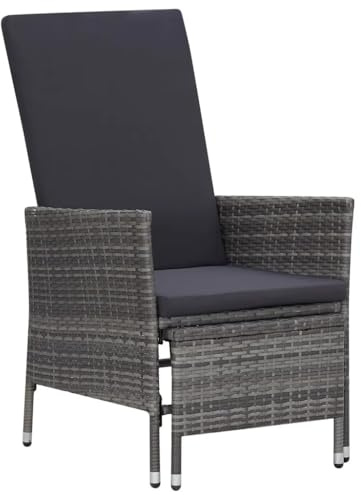 Mimdixy Balkonstuhl Gartenlounge Outdoor, Garten-Liegestuhl mit Auflagen Poly Rattan Grau Gartenlounge Set für Garten, Wohnzimmer, Hof, Terrasse und Balkon