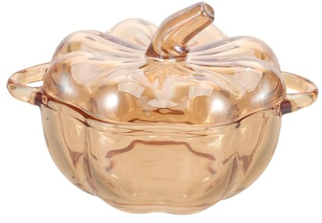 Ciieeo Barattolo di Zucca in Vetro Ciotola di Caramelle di Halloween Contenitore di Zucca con Coperchio Organizer per Snack e Caramelle Decorazione per Feste in Casa