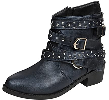Botas de Campo,Botas Equitacion Mujer Comodos Elegante y Práctica Antideslizante Botines Western Botines Estilo Punk Trekking Zapatos de Tacon Ancho Casual o de Fiesta