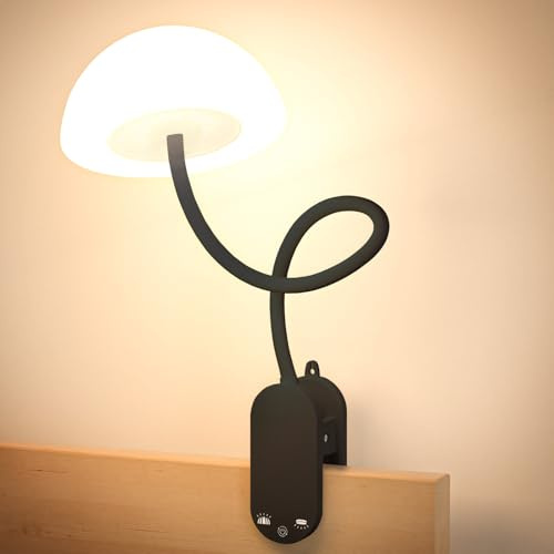 ZAPLIT Lampe à Pince Rechargeable, Lampe de Table Sans Fil avec Commande Tactile, Lumière d'Ambiance RVB et Lampe de Lecture Dimmable de 3000K à 6000K pour Table, Lit et Tête de Lit