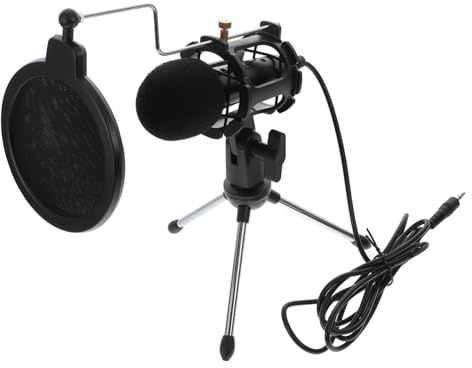 iplusmile Micrófono De Condensador para Juegos y Podcast Pc, Plug and Play, Compatibilidad 3,5 Mm, Diseño Compacto De Aleación De Aluminio Negro para Transmisión y Grabación Profesional