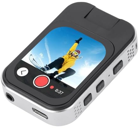 Sxhlseller Lecteur MP3 MP4, Caméra d'action Sportive HD avec Enregistrement en Boucle et Pince Arrière, pour Le Cyclisme, la Course à Pied et Les Voyages