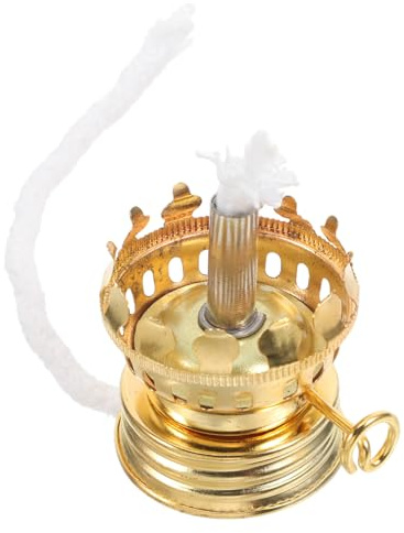 VINTORKY Brûleur de Lampe à Pétrole Rétro Régulable Support de Mèche Doré Régulateur pour Lampe à Huile Intérieur et Extérieure de Remplacement Ambiance Vintage