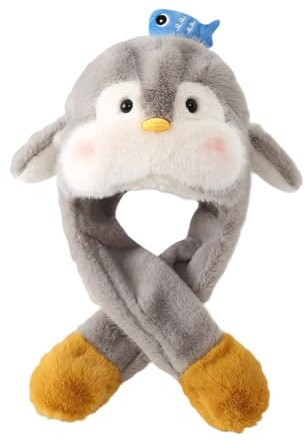 MagiDeal Gorro de Animal con Orejas móviles, cálido y Suave, con Solapa para Saltar, Ideal para Fiestas de Cosplay o como Regalo, Gris